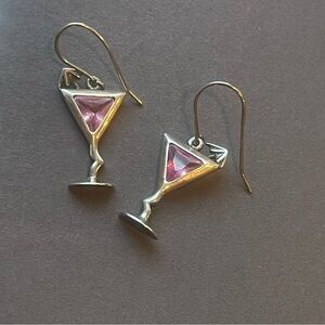 Silpada Silver Earrings with Pink Martini Design